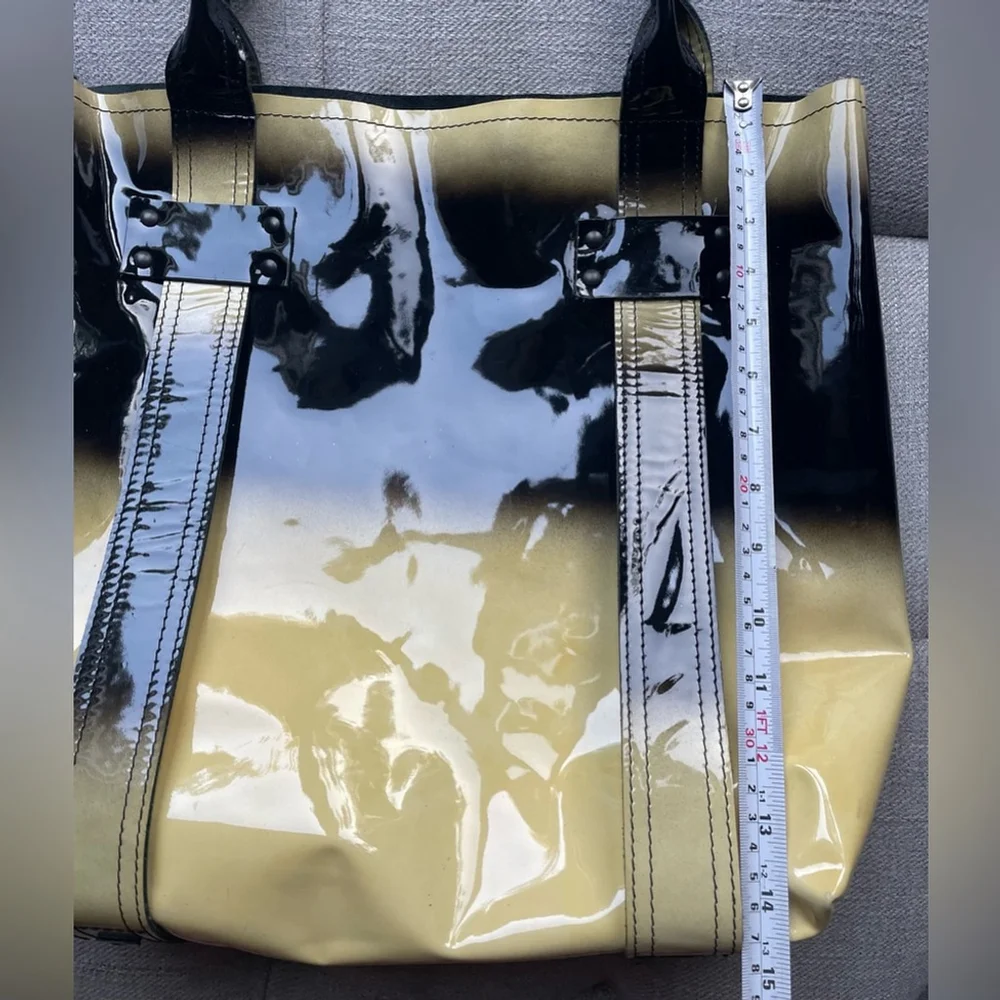 stephane verdino Black and Gold Tote Bag big handbag gloss